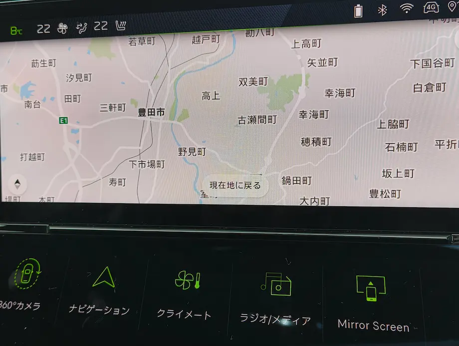 ナビで地図を表示しているところ