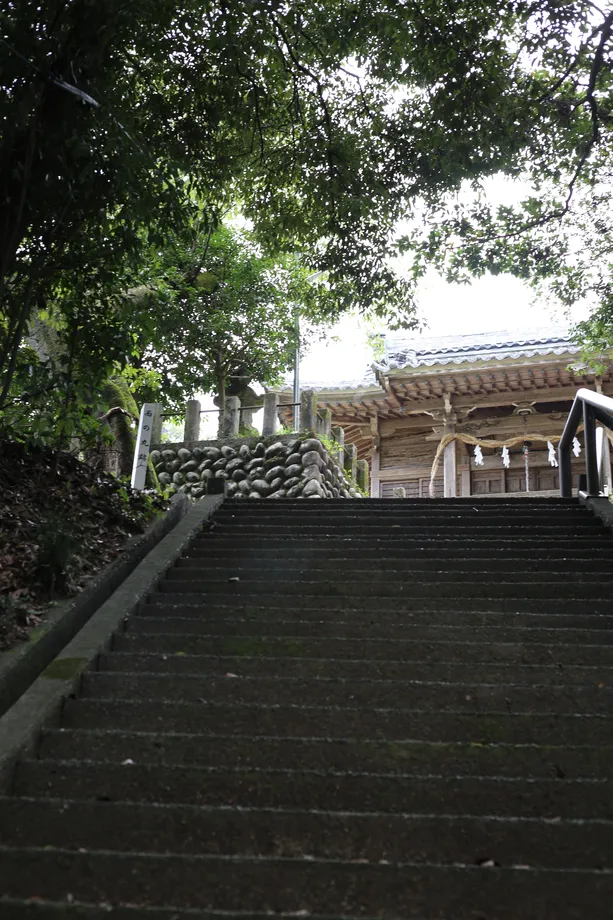 階段から社を見上げたところ