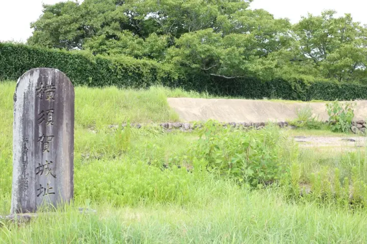 横須賀城跡の石碑と本丸台