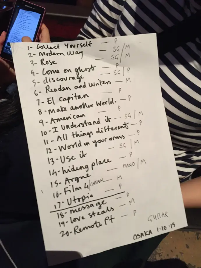 2015年大阪でのセットリスト
