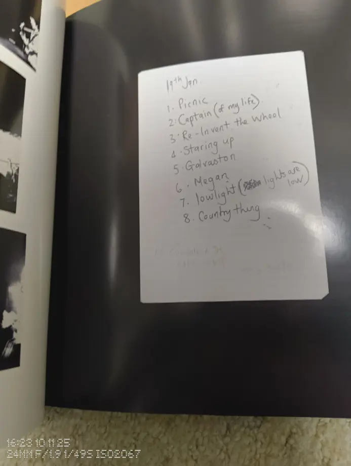 アイドルワイルド初期の自筆ライブセットリスト