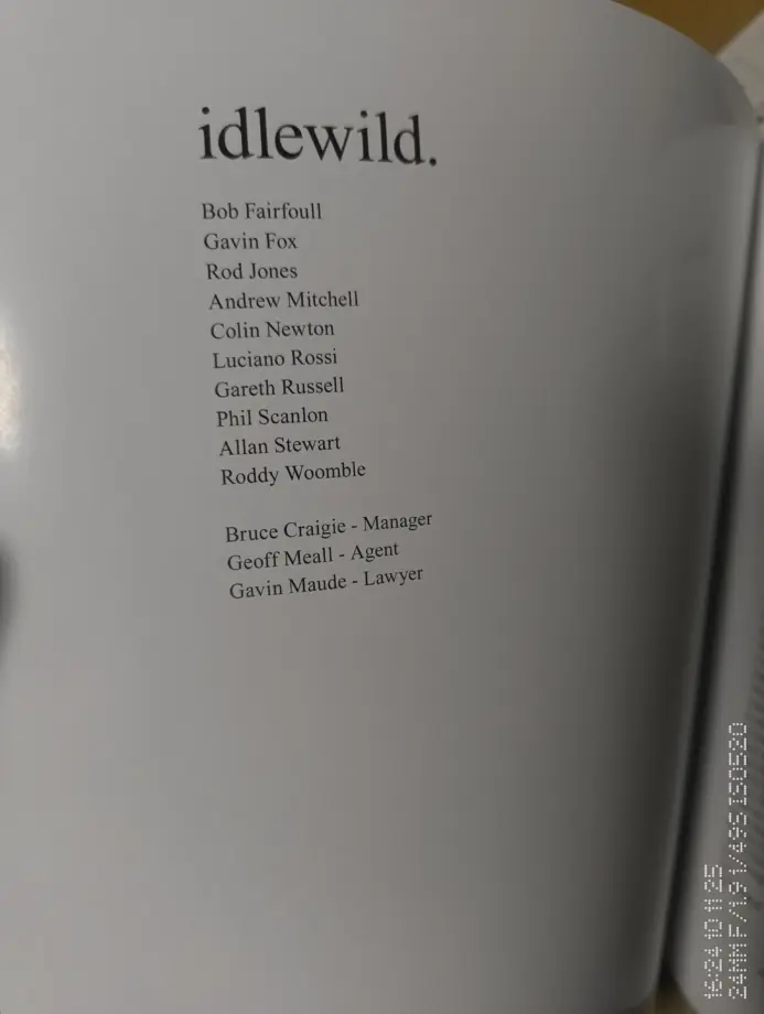 アイドルワイルドの書籍に載っているメンバー一覧