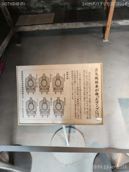 ランプの付いていた機関車の説明パネル